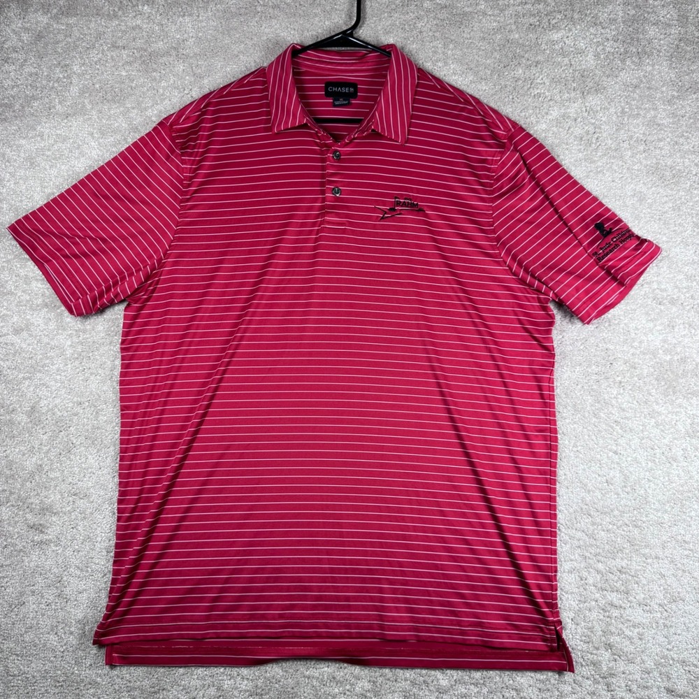 Chase 54 Mens XL Red Striped Golf Polo St Jude The Rahm‎ Performance Shirt